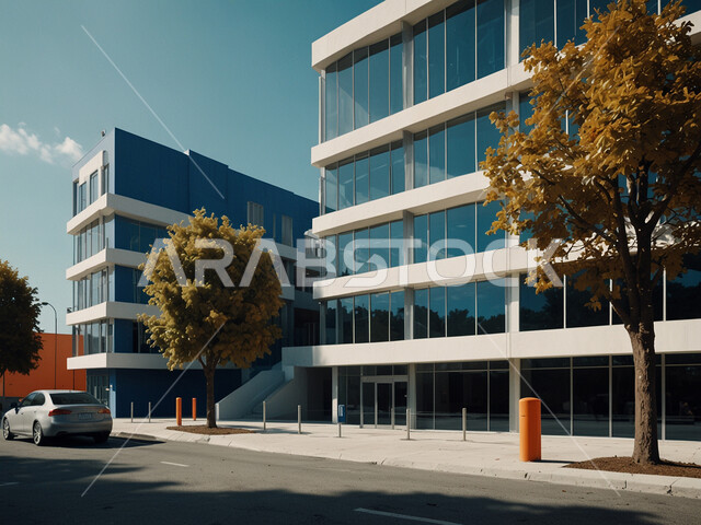 ديكورات وتصاميم خارجية  عصرية متميزة على الطراز الحديث, الفن الهندسي المعماري  بواجهات ضخمة زجاجية, البناء الخارجي الحديث المتطور  للفنون الهندسية, الاهتمام بزراعة الأشجار.