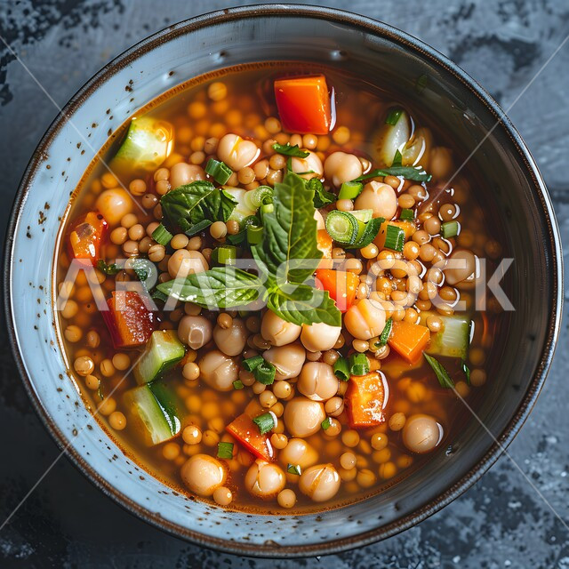 أصناف المقبلات الشعبية، صورة مقربة لطبق من الحمص مع الخضار و البقدونس، مأكولات عربية تقليدية، وصفات الطعام السعودية, وجبات الإفطار الصحية الشهية في المطاعم الشرقية