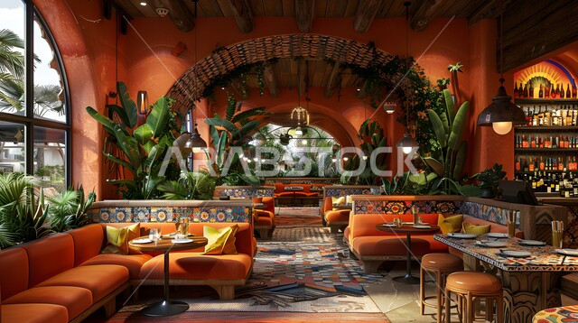 Elegant designs for restaurants and cafes in modern style, living room with luxury home furniture, high-end interior decorations for villas and residential apartments in Saudi Arabia, modern accessories and antiques