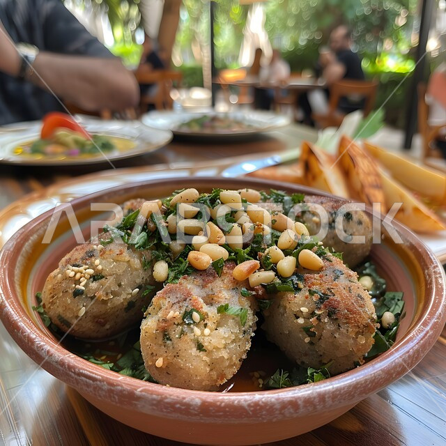 وصفات الدجاج المشوية بنكهات متنوعة، طبق مليء بكرات اللحم مع الصلصة الشهية المزين بالصنوبر والبقدونس المفروم، مطاعم للمأكولات العربية الشرقية, أطعمة وأغذية صحية, وجبات اللحم الضأن الشهية الساخنة، فنون التقديم في مطابخ المملكة