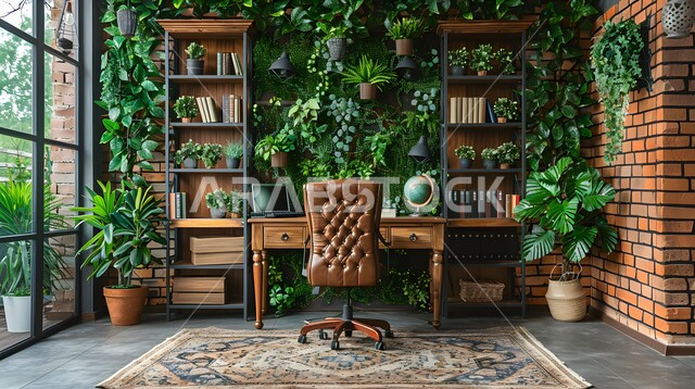 تصاميم داخلية وديكورات راقية مع اثاث فاخر ومريح للغرف المكتبية ، الفن الهندسي المعماري المتطور، غرفة القراءة والجلوس