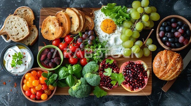 صورة لسفرة طعام، وجبة فطور بأطباق و أصناف متنوعة، وصفات و أطباق شهية، مأكولات و وجبات صحية، مطاعم عربية خليجية سعودية