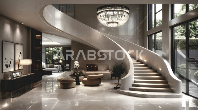 ديزاين داخلي للسلالم في احدى المباني والفنادق والفلل الطابقية ، التصاميم الهندسية المعمارية الداخلية للشركات الحديثة والعصرية ، الديكورات الراقية للمنشآت في المملكة العربية السعودية