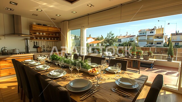 غرفة سفرة بتصاميم عصرية راقية، ديكورات داخلية حديثة لغرفة طعام, اثاث منزلي فاخر, الفن الهندسي المعماري للفنادق والمنتجعات المتميزة في المملكة العربية السعودية