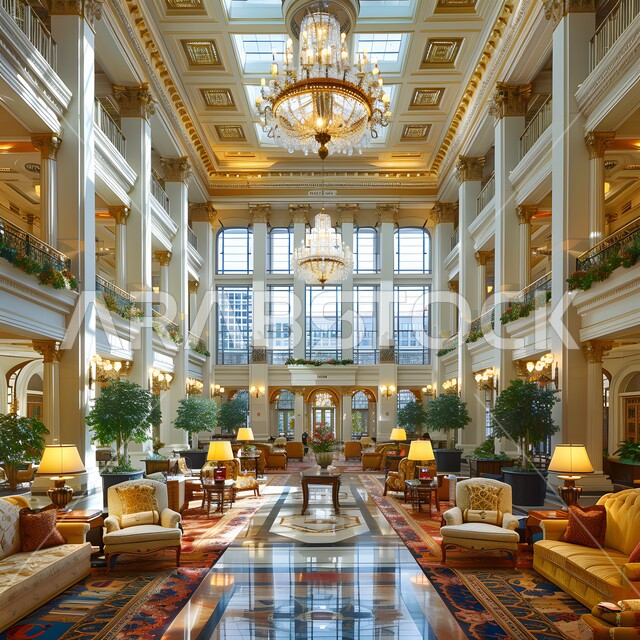 Modern and advanced designs, interior decoration of luxury hotels in the Kingdom of Saudi Arabia, reception halls in elegant colors, advanced design of modern facilities and buildings, luxury furniture for tourist places