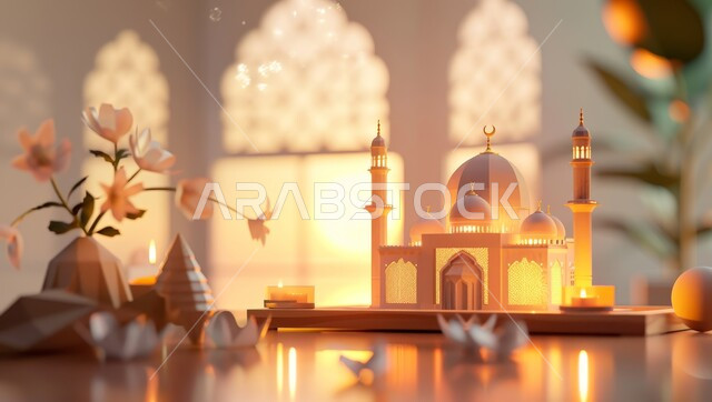  أجواء روحانية إسلامية, زينة الأعياد والمناسبات الدينية, المعالم الإسلامية المقدسة، مجسم ثلاثي الابعاد لجامع بديكورات مميزة ,مقصد المسلمين لأداء الصلوات, التصاميم الهندسية المعمارية لبناء المساجد في السعودية, العبادة و التقرب الى الله تعالى