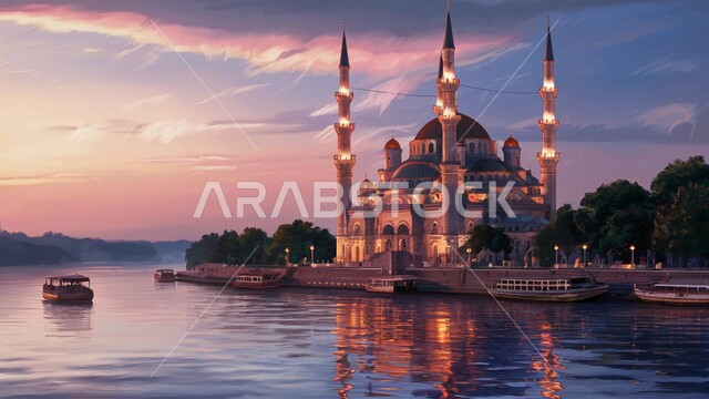 مفهوم العبادة والتقرب إلى الله تعالى، مسجد عريق محاط بالطبيعة، الديكورات والتصاميم الهندسية المعمارية لبناء المساجد في المملكة العربية السعودية، معالم وأماكن اسلامية مقدسة، المآذن والقبب على الطراز الإسلامي العصري الحديث