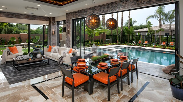 ديكورات منزلية داخلية حديثة لغرف الطعام، غرفة سفرة بتصاميم راقية، الفنون الهندسية و استخدام الطراز الفني الانيق في الاثاث المنزلي، شقق وفلل سكنية في المملكة العربية السعودية