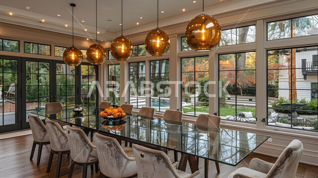 ديكورات منزلية داخلية حديثة لغرف الطعام، غرفة سفرة بتصاميم راقية، الفنون الهندسية و استخدام الطراز الفني الانيق في الاثاث المنزلي، شقق وفلل سكنية في المملكة العربية السعودية