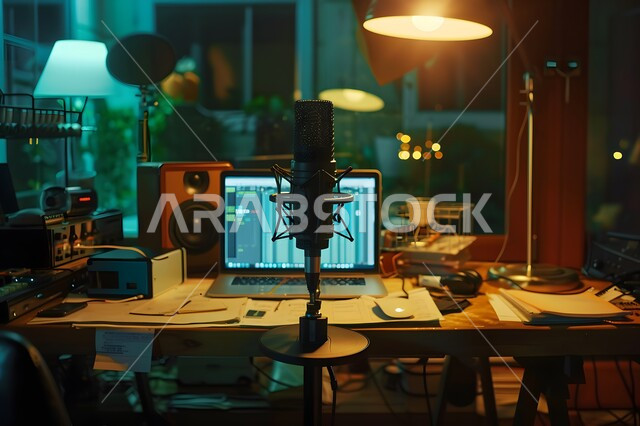 معدات وأجهزة تسجيلات الصوت، دمج التقنيات الحديثة في الحياة العملية، اجراء بث صوتي مباشر عبر برامج التواصل الاجتماعي، الاستوديو الداخلي للبودكاست