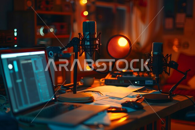 Integrating modern technologies into practical life, audio recording equipment and devices, conducting live audio broadcasts via social media programs, in-house studio for podcasting