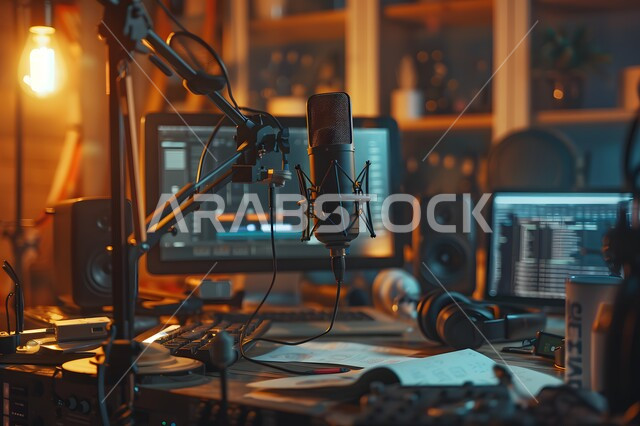 معدات وأجهزة تسجيلات الصوت، دمج التقنيات الحديثة في الحياة العملية، اجراء بث صوتي مباشر عبر برامج التواصل الاجتماعي، الاستوديو الداخلي للبودكاست