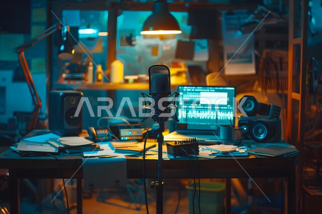 معدات وأجهزة تسجيلات الصوت، دمج التقنيات الحديثة في الحياة العملية، اجراء بث صوتي مباشر عبر برامج التواصل الاجتماعي، الاستوديو الداخلي للبودكاست