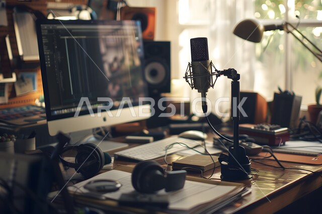 معدات وأجهزة تسجيلات الصوت، دمج التقنيات الحديثة في الحياة العملية، اجراء بث صوتي مباشر عبر برامج التواصل الاجتماعي، الاستوديو الداخلي للبودكاست