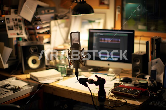 معدات وأجهزة تسجيلات الصوت، دمج التقنيات الحديثة في الحياة العملية، اجراء بث صوتي مباشر عبر برامج التواصل الاجتماعي، الاستوديو الداخلي للبودكاست