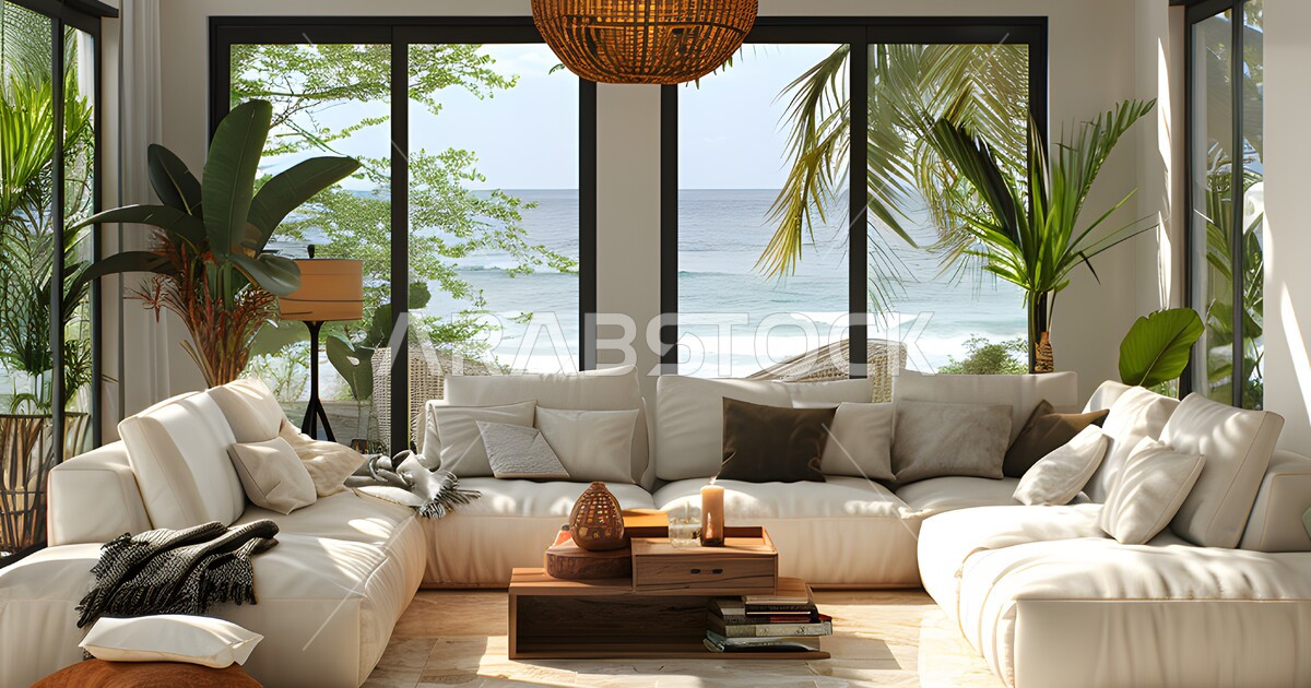 Thumbnail for Living Room With Glass Wall Panoramic View