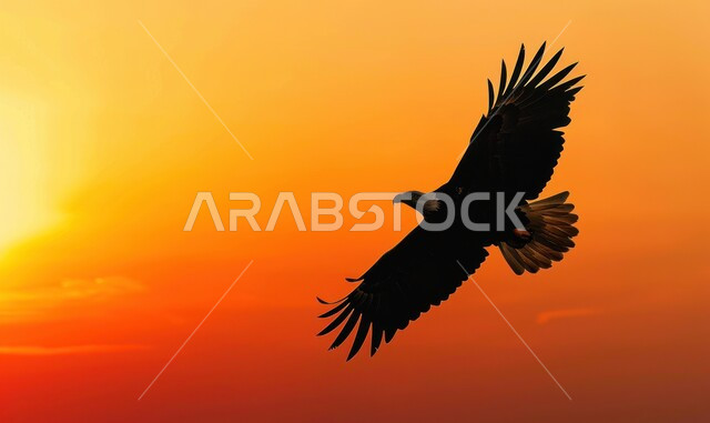 Training and taming birds of prey and predators, establishing a falconry club during the annual hunting season in the Kingdom of Saudi Arabia, pride in the ancient Saudi heritage in raising falcons, a close-up of a falcon in one of the natural reserves, a symbol of strength, challenge and sharpness of sight.