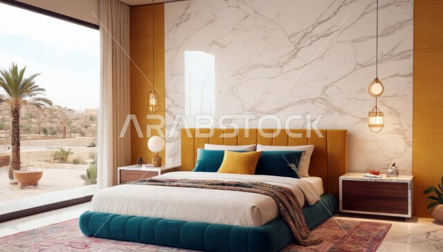 غرفة نوم بتصميم عصري فاخر، شقق وفلل سكنية، تصاميم وديكورات حديثة، غرفة نوم راقية، أثاث منزلي انيق، ديكور منزلي داخلي، فنادق ومنتجعات فاخرة