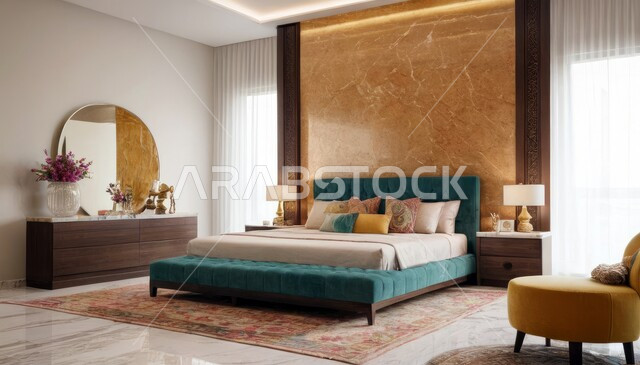 غرفة نوم بتصميم عصري فاخر، شقق وفلل سكنية، تصاميم وديكورات حديثة، غرفة نوم راقية، أثاث منزلي انيق، ديكور منزلي داخلي، فنادق ومنتجعات فاخرة