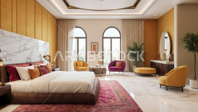  شقق وفلل سكنية، غرفة نوم بتصميم عصري فاخر، تصاميم وديكورات حديثة، غرفة نوم راقية، أثاث منزلي انيق، ديكور منزلي داخلي، فنادق ومنتجعات فاخرة