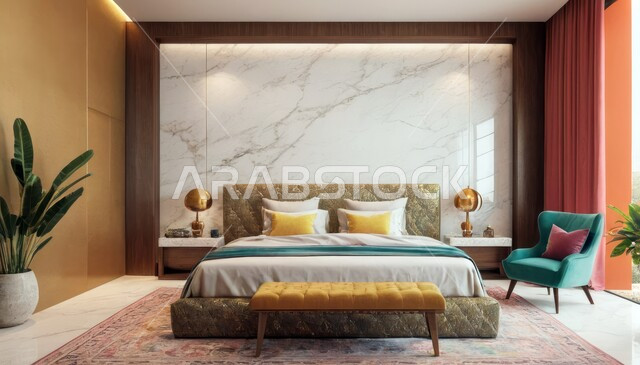 غرفة نوم راقية، تصاميم وديكورات حديثة، شقق وفلل سكنية، غرفة نوم بتصميم عصري فاخر، أثاث منزلي انيق، ديكور منزلي داخلي، فنادق ومنتجعات فاخرة