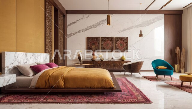 غرفة نوم راقية، تصاميم وديكورات حديثة، شقق وفلل سكنية، غرفة نوم بتصميم عصري فاخر، أثاث منزلي انيق، ديكور منزلي داخلي، فنادق ومنتجعات فاخرة