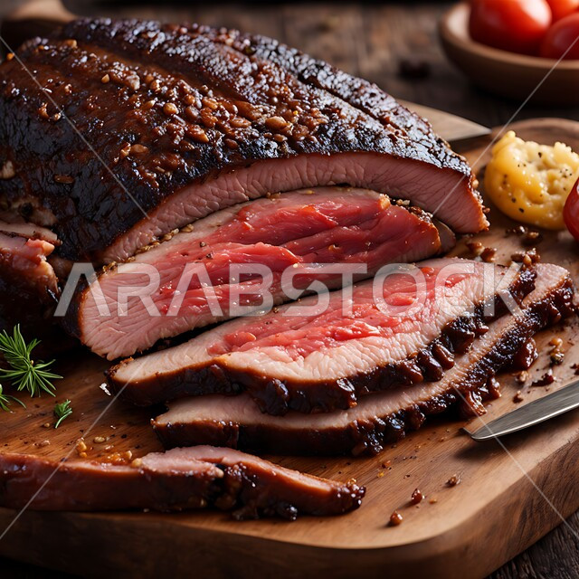 قطعة من اللحم البقري  الطازج المقطعة مع التوابل والأعشاب والفلفل الحار، لحوم الضأن الحمراء المتبلة، المواد الغذائية والمنتجات الصحية