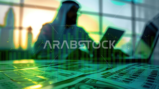 متابعة إستراتيجيات وأهداف الشركة, دراسة وتحليل المشاريع الجديدة, رجل أعمال عربي سعودي خليجي يعمل على جهاز اللابتوب المحمول داخل مكتب، دمج العمل مع التكنلوجيا  والتقنيات الحديثة، مهن ووظائف إدارية  مكتبية