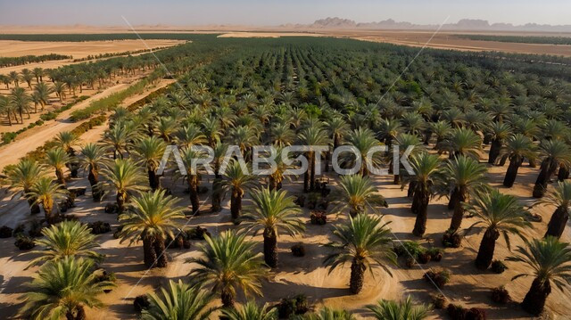 أشجار النخيل في الأراضي والحقول الزراعية, التراث الزراعي في المملكة العربية السعودية, مزراع نخيل التمر, محميات طبيعية خضراء, موسم حصاد التمور, محاصيل ومنتجات محلية وطنية
