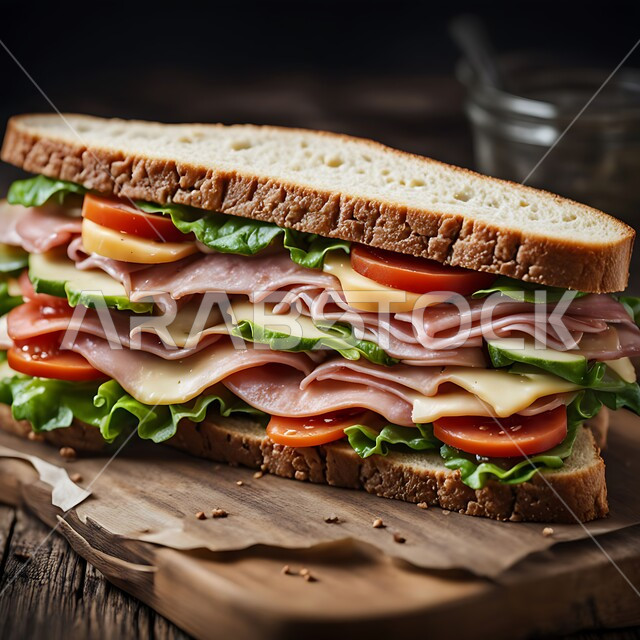 مطاعم للمأكولات والوجبات السريعة في المملكة العربية السعودية، ساندوتش شرائح اللحم البقري  مع الخس الطازج والصلصات، وصفات الساندويتش الغربية اللذيذة