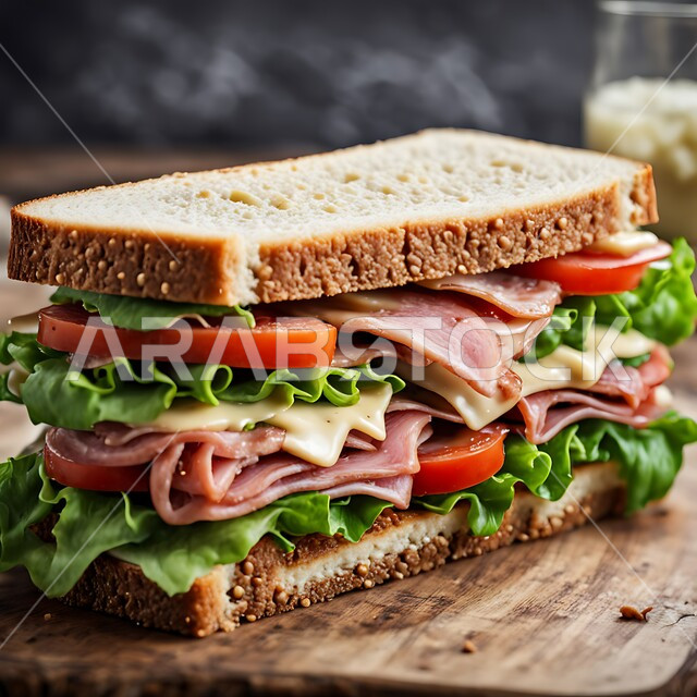 مطاعم للمأكولات والوجبات السريعة في المملكة العربية السعودية، ساندوتش شرائح اللحم البقري  مع الخس الطازج والصلصات، وصفات الساندويتش الغربية اللذيذة