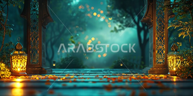 مسار الحديقة مضاء بالفوانيس الذهبية,حدائق ترفيهية سياحية، أماكن ومناطق عائلية للتنزه والترفيه والمتعة، المروج والأشجار والنباتات الخضراء