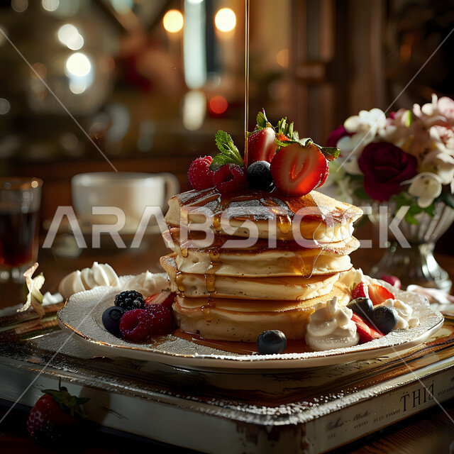 وجبات ذات قيمة غذائية عالية, طبق من طبقات الكريب اللذيذة المزينة و المحشوة بالفواكه و العسل, فنون تقديم الحلويات في مطاعم المملكة العربية السعودية, أطعمة مليئة بالسكريات و السعرات الحرارية