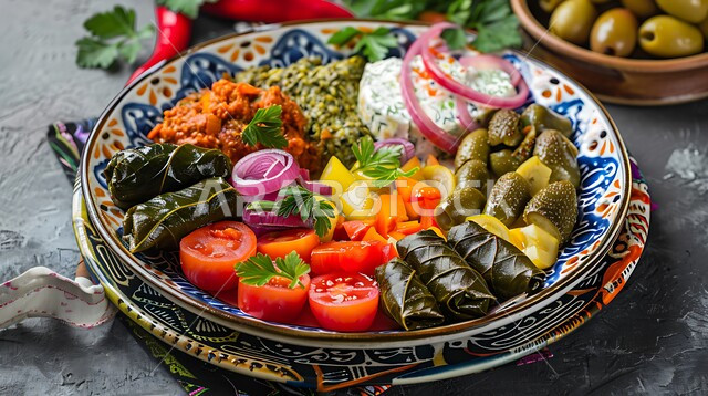 وصفات ذات نكهات مميزة، الأصناف والمقبلات اللذيذة، صورة مقربة لسفرة من المأكولات الشعبية التقليدية الشهية، وجبة الفطور ذات الأطباق المتنوعة والمغذية، تقديم الأطعمة المختلفة في مطاعم المملكة العربية السعودية، تزيين الطعام بأساليب فنية