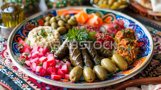 Breakfast with diverse and nutritious dishes, recipes with distinctive flavors, delicious varieties and appetizers, serving different foods in restaurants in the Kingdom of Saudi Arabia, decorating food in artistic ways, a close-up of a table of delicious traditional popular foods