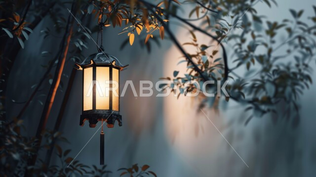 أضواء وأنوار وديكورات المناسبات الاسلامية والدينية, فانوس عربي معدني مزخرف مضيء, الاحتفال بشهر رمضان المبارك، فوانيس اسلامية وتحف تقليدية للاستعداد لقدوم شهر الخير، الأجواء الرمضانية الروحانية