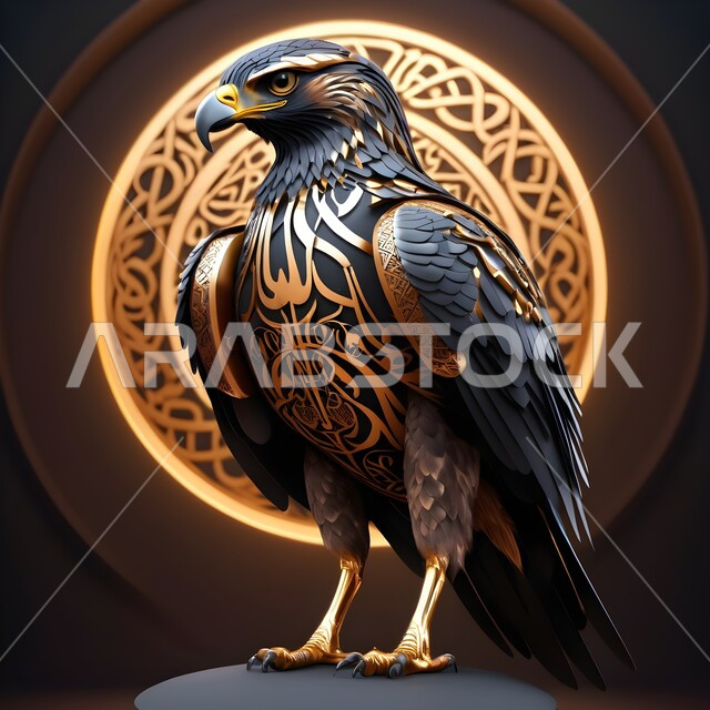 تصاميم فنية وديكورات عصرية، مجسم جداري ثلاثي الأبعاد للصقر الجارح, شغف وحب السعوديين للطيور العربية المفترسة, إكسسوارات وزخارف وتحف فنية راقية، نحت رخامي لرمز القوة والتحدي