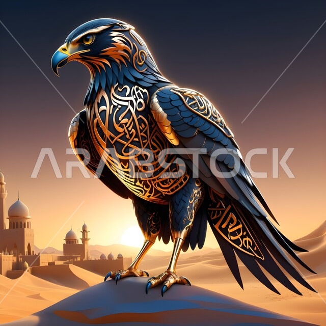 تصاميم فنية وديكورات عصرية، مجسم جداري ثلاثي الأبعاد للصقر الجارح, شغف وحب السعوديين للطيور العربية المفترسة, إكسسوارات وزخارف وتحف فنية راقية، نحت رخامي لرمز القوة والتحدي