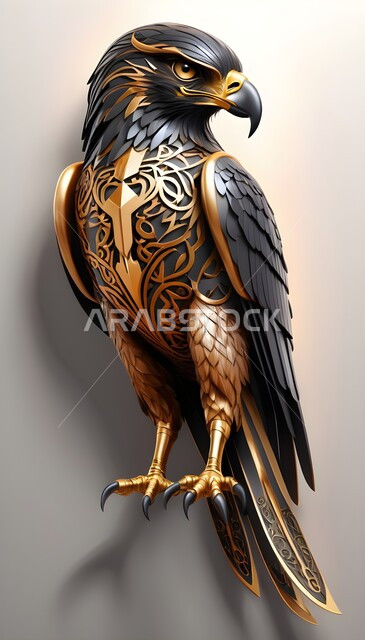 تصاميم فنية وديكورات عصرية، مجسم جداري ثلاثي الأبعاد للصقر الجارح, شغف وحب السعوديين للطيور العربية المفترسة, إكسسوارات وزخارف وتحف فنية راقية، نحت رخامي لرمز القوة والتحدي