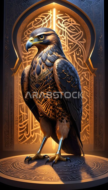 تصاميم فنية وديكورات عصرية، مجسم جداري ثلاثي الأبعاد للصقر الجارح, شغف وحب السعوديين للطيور العربية المفترسة, إكسسوارات وزخارف وتحف فنية راقية، نحت رخامي لرمز القوة والتحدي