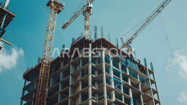 Famous places and landmarks in Saudi Arabia, modern architectural art of towers, skyscrapers and commercial facilities, development and progress of Saudi Arabia in the field of engineering and construction