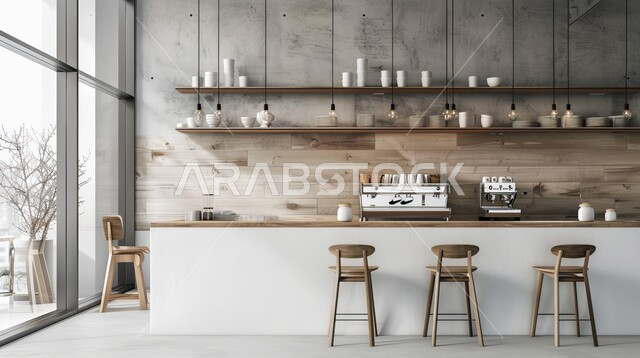 الفن الهندسي المعماري على الطراز الحديث، مناطق الهدوء والاستمتاع بالجلسات الراقية, تصميم داخلي مريح للمقهى, أثاث داخلي راقي