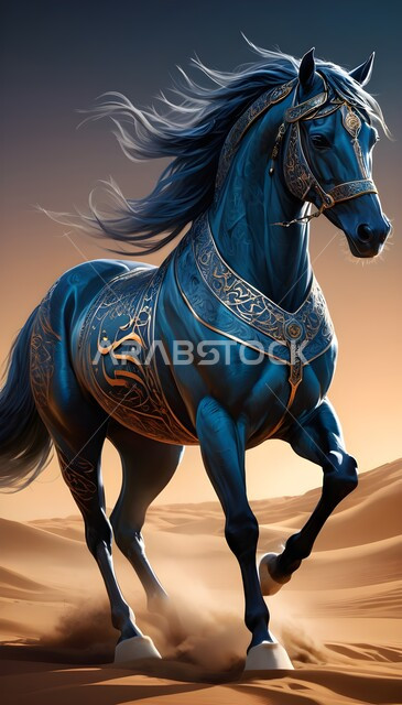  رمز الأصالة والعروبة، الشغف بتربية الخيول العربية والفروسية، توارث حب ورعاية الجياد من الأجداد في المملكة العربية السعودية، مجسم ثلاثي الأبعاد لجواد عربي أصيل، رسومات ثري دي لحصان عريق، تصميم لخيل منحوت ومزخرف بالمعادن الذهبية والفضية المميزة