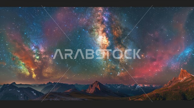 معالم واماكن سياحية متميزة في المملكة العربية السعودية، الشهب والنجوم اللامعة في سماء مجرة درب التبانة، القمم والمرتفعات الجبلية، المناظر الطبيعية في المناطق الصحراوية ليلا