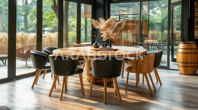 ديكورات منزلية داخلية حديثة لغرف الطعام، غرفة سفرة بتصاميم راقية، الفنون الهندسية و استخدام الطراز الفني الانيق في الاثاث المنزلي، شقق وفلل سكنية في المملكة العربية السعودية