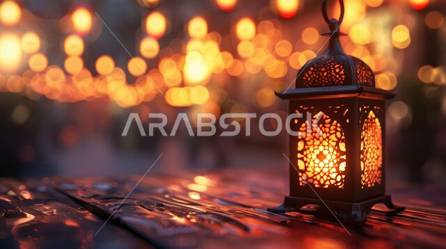 الاستعداد لاستقبال رمضان المبارك، أضواء و مصابيح عربية تقليدية, فانوس مزخرف معدني مضيء, ديكورات وزينة و أنوار الشهر الفضيل، الاحتفال بالمناسبات و الأعياد الدينية الإسلامية, الأجواء الروحانية في الأيام الفضيلة