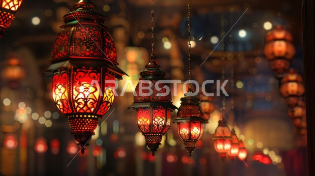 تحف واكسسوارات تقليدية، زينة وأنوار الشهر الفضيل، الأجواء الرمضانية الروحانية، الاحتفال بالأعياد والمناسبات الدينية، فوانيس معدنية مزخرفة معلقة، الاستعداد لاستقبال رمضان المبارك