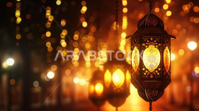 تحف واكسسوارات تقليدية، زينة وأنوار الشهر الفضيل، الأجواء الرمضانية الروحانية، الاحتفال بالأعياد والمناسبات الدينية، فوانيس معدنية مزخرفة معلقة، الاستعداد لاستقبال رمضان المبارك
