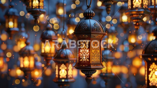 تحف واكسسوارات تقليدية، زينة وأنوار الشهر الفضيل، الأجواء الرمضانية الروحانية، الاحتفال بالأعياد والمناسبات الدينية، فوانيس معدنية مزخرفة معلقة، الاستعداد لاستقبال رمضان المبارك