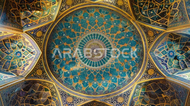 النقوش والزخارف بالفسيفساء على الجدران الداخلية للقبب والأعمدة، الفن الهندسي المعماري لمسجد عربي عريق، مفهوم العبادة والتقرب إلى الله تعالى، التصاميم والديكورات الداخلية الأنيقة للمساجد في المملكة العربية السعودية